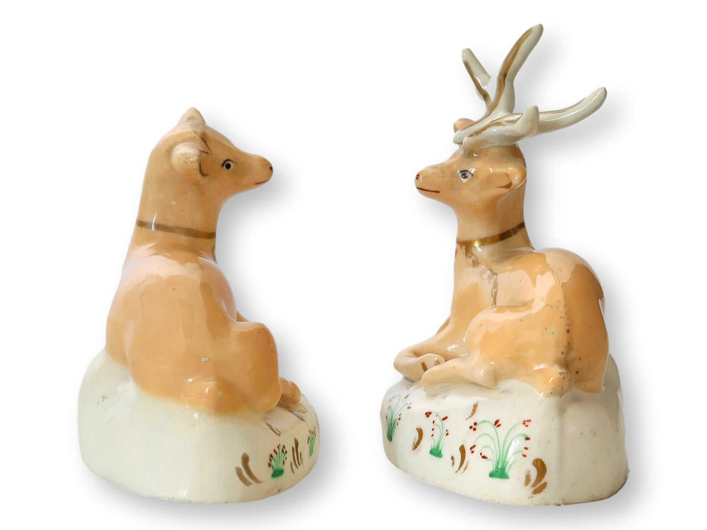 Early 19th-C. English Staffordshire Doe & Deer Figures