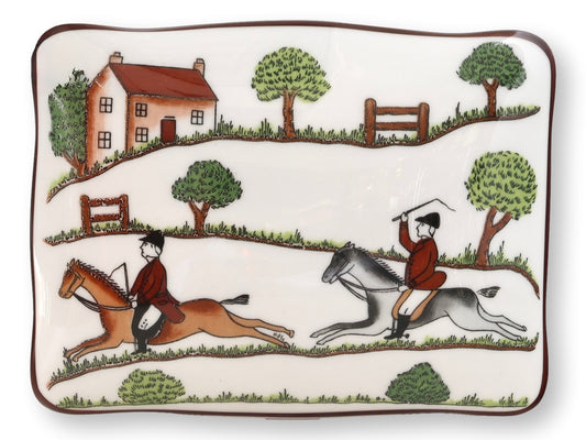 Coalport "Hunting Scene" Trinket Box