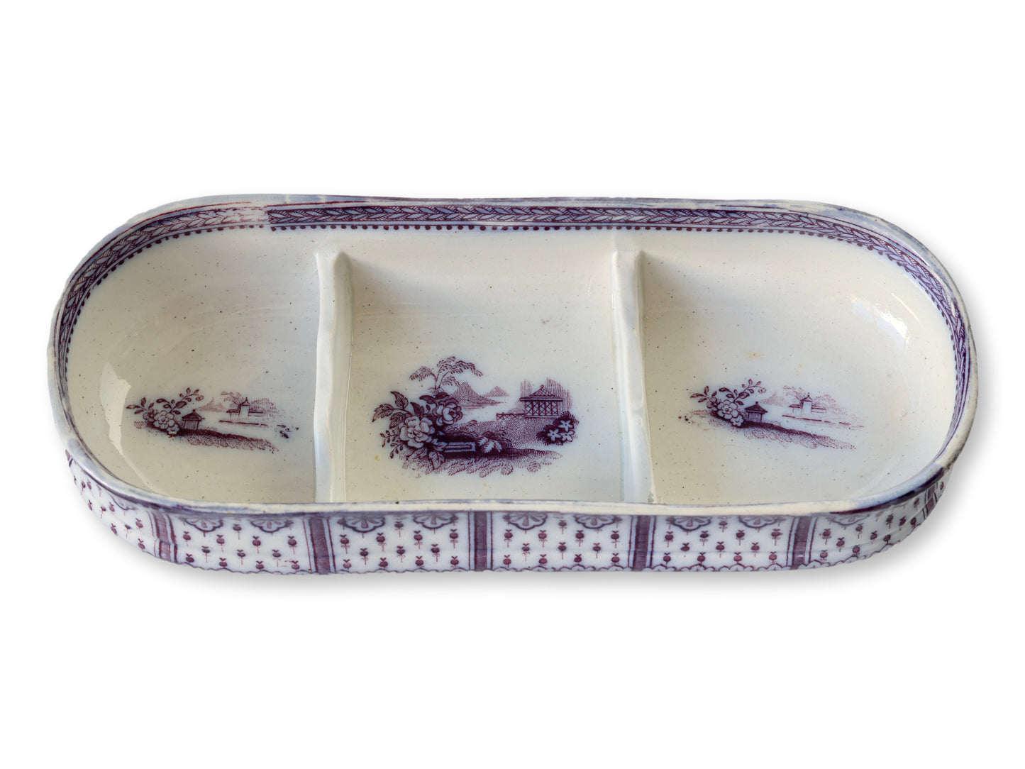 English Transferware Toothbrush Box