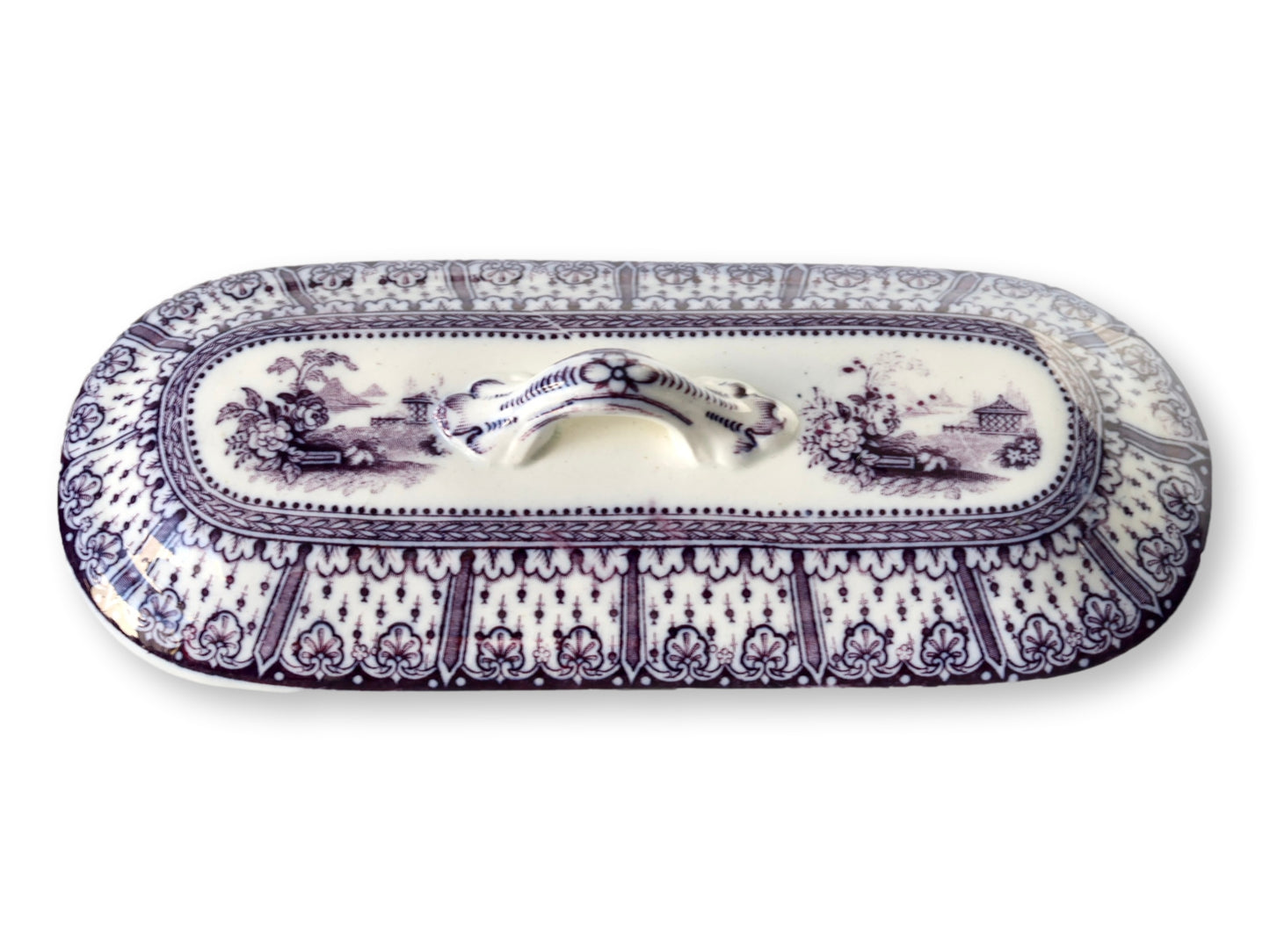 English Transferware Toothbrush Box