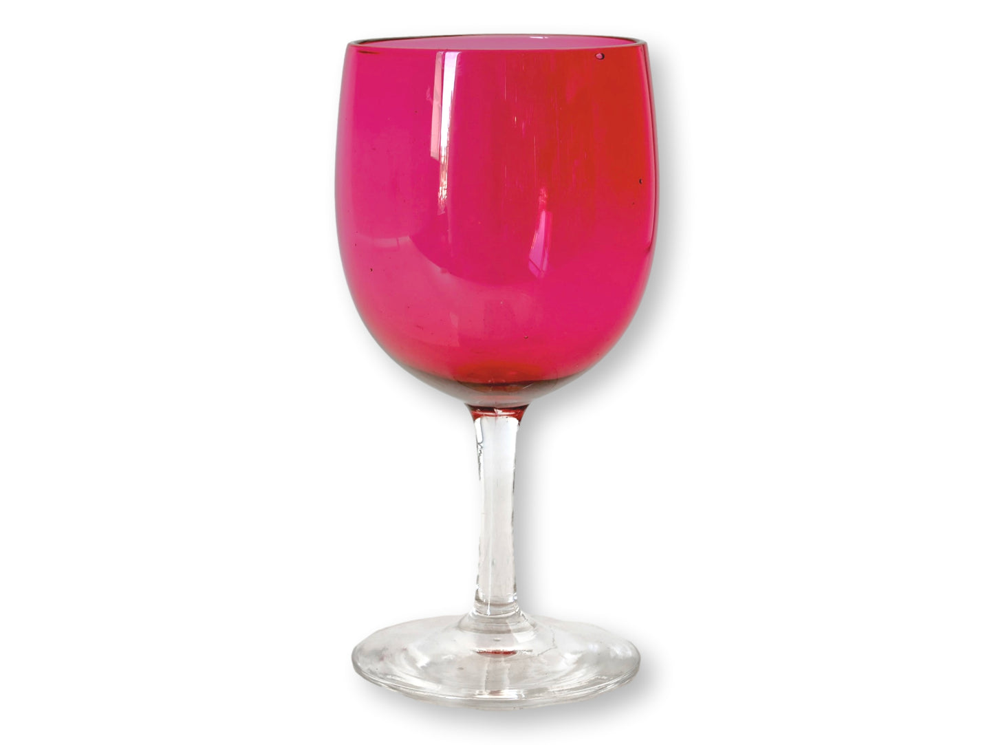 Antique English Victorian Cranberry Stems - Set of Six