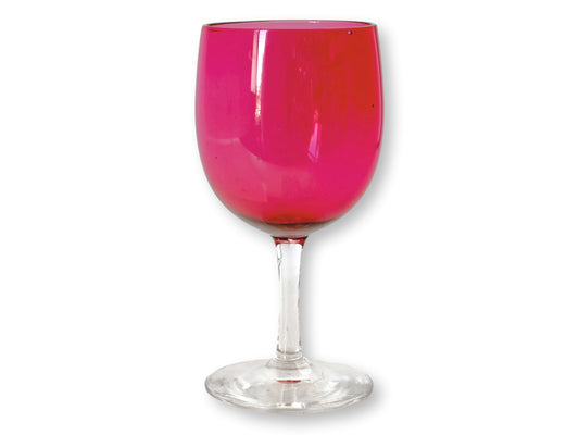 Antique English Victorian Cranberry Stems - Set of Six