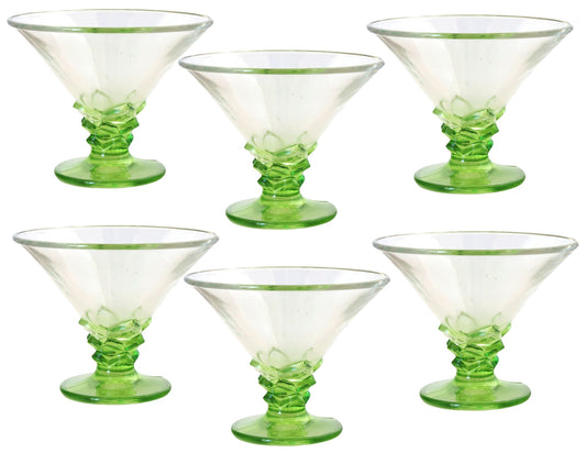 Midcentury French Poison Green Martini Glasses, Set of 6