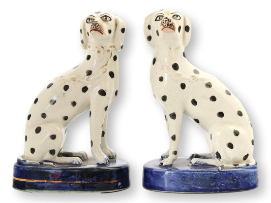 Rare Pair of Antique English Staffordshire Dalmatians, C.1860
