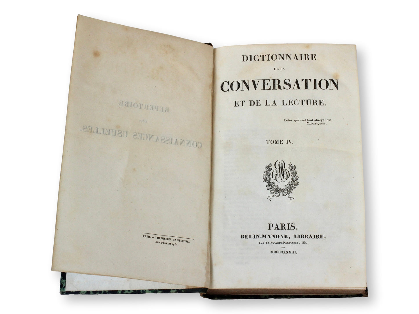 1833 French "Dictionnaire De La Conversation Et De La Lecture" Books