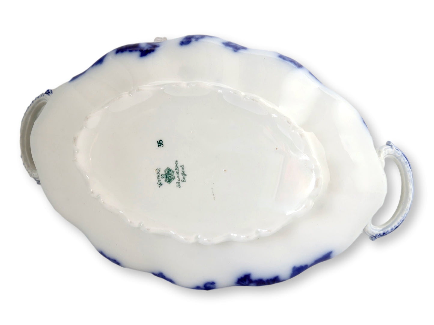 English Flow Blue Grapevine Covered Dish