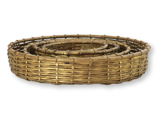 MCM Woven Brass Small Basket Trays