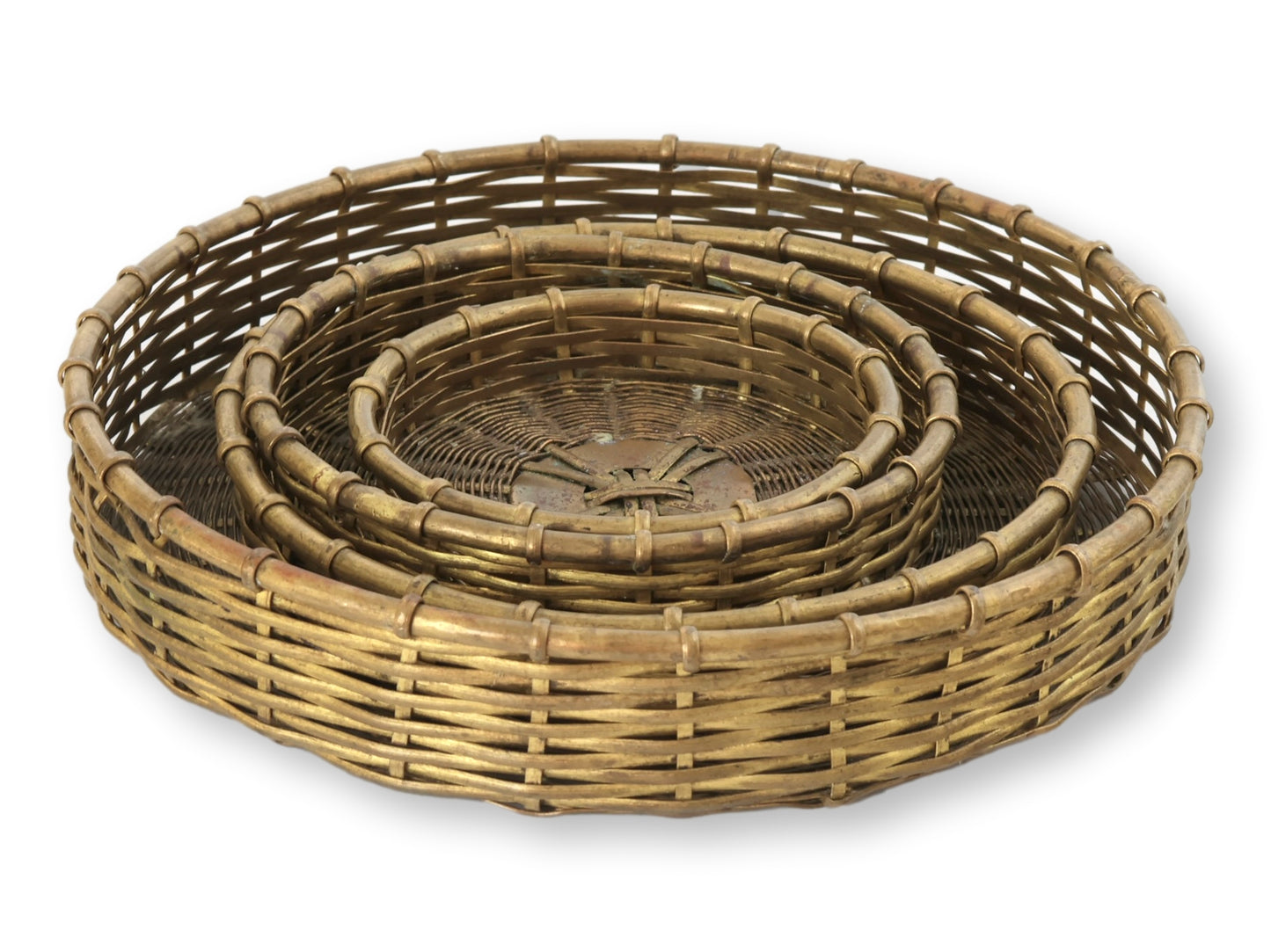 MCM Woven Brass Small Basket Trays