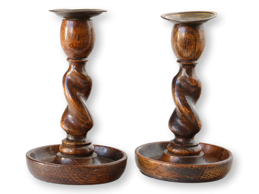 Short English Barley Twist Candlesticks