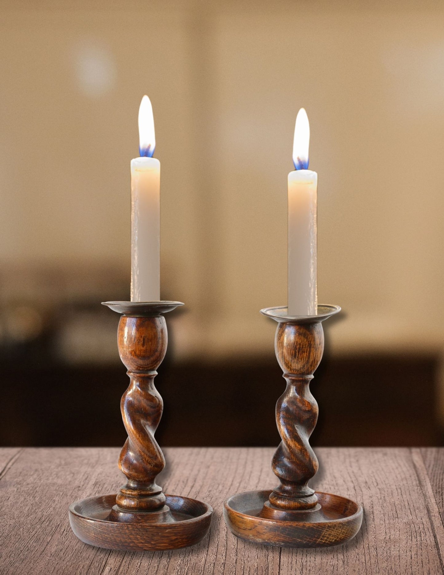 Short English Barley Twist Candlesticks