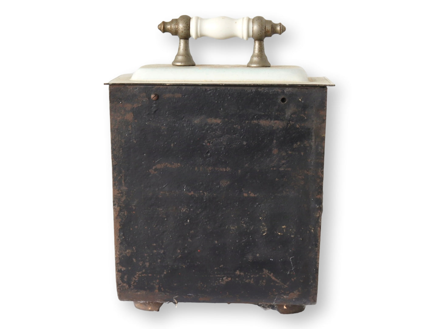 Antique Enameled Fireplace Box w/ Hand-Painted Winter Scene