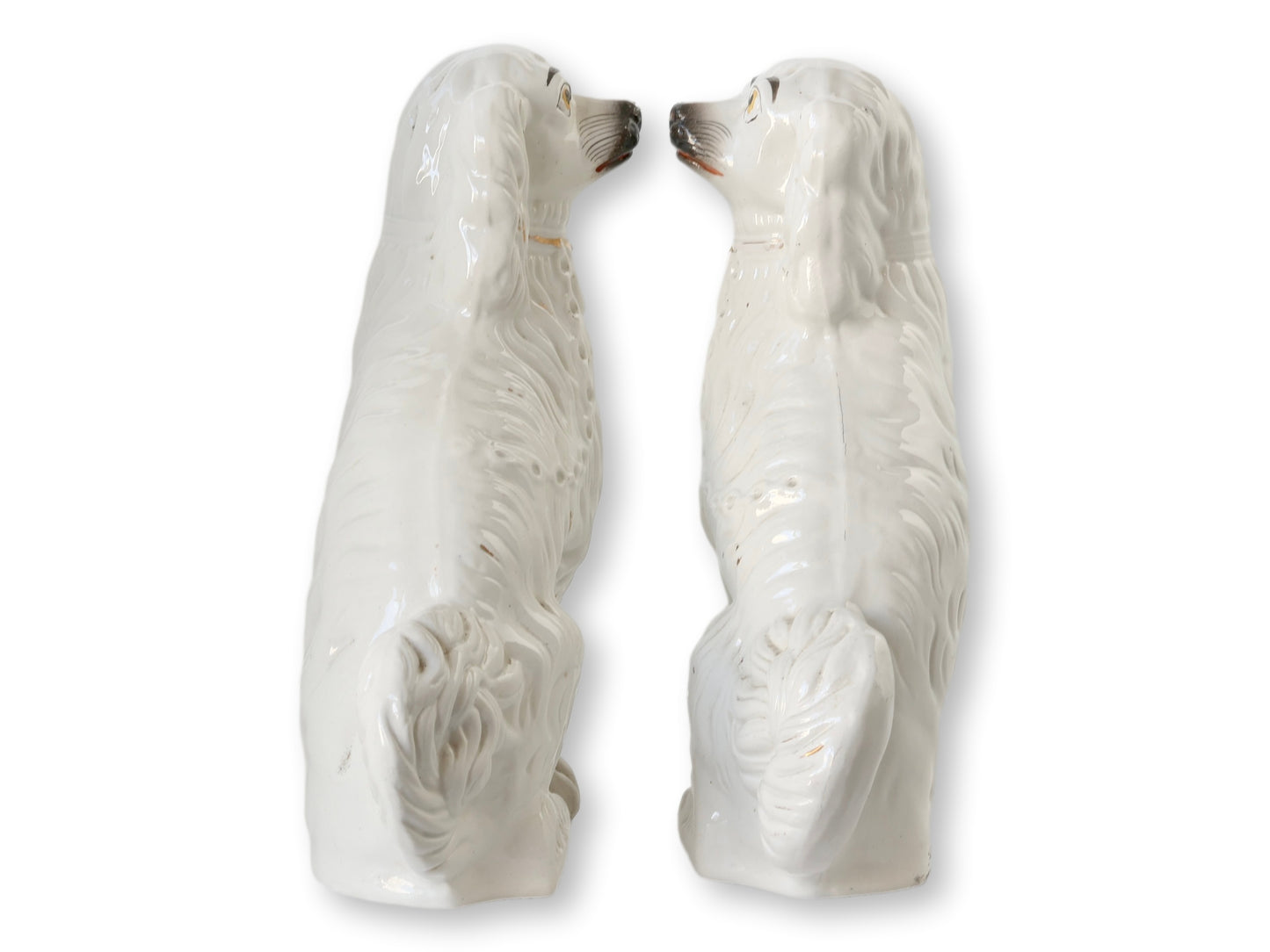 Rare Antique English Staffordshire #1 King Charles Spaniel 12" Mantle Dogs