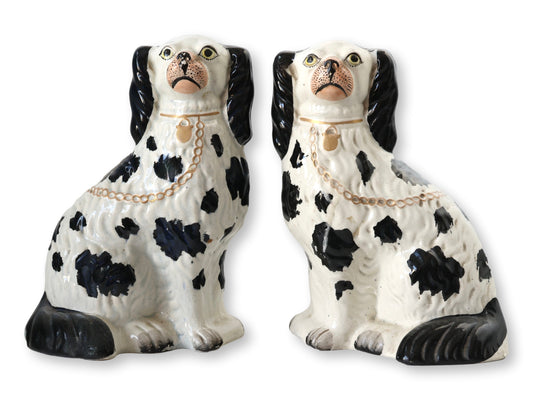 Antique English Staffordshire Disraeli King Charles Spaniel Dogs