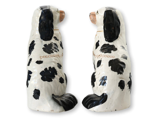 Antique English Staffordshire Disraeli King Charles Spaniel Dogs