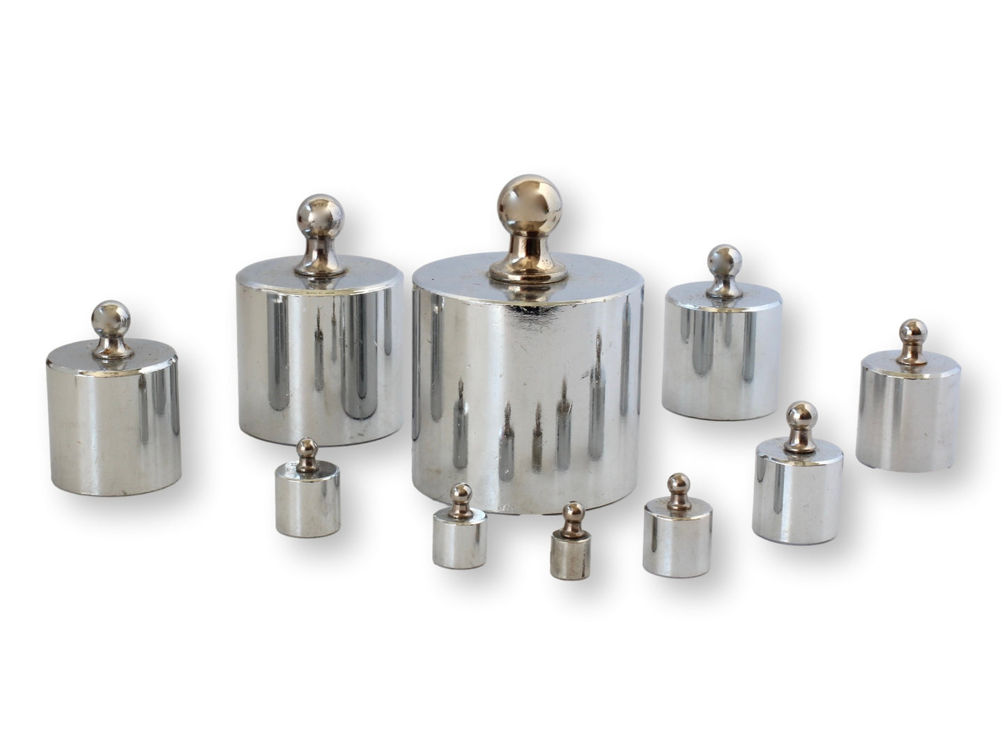 Vintage Scale Weight Set in Wood Rack