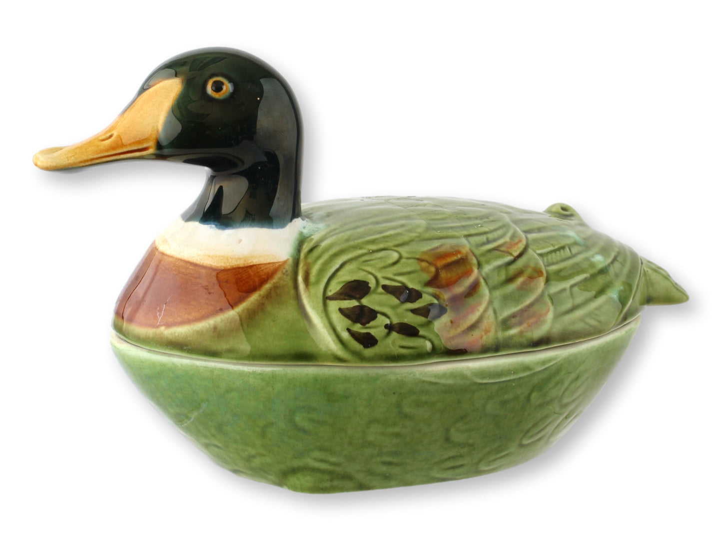 French Majolica Mallard Pâté Tureen