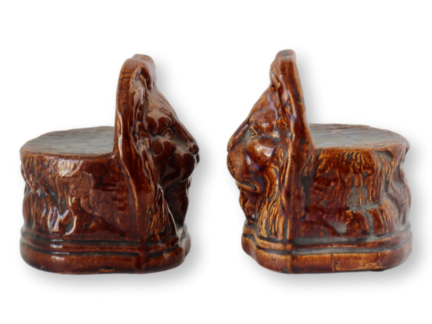 19th-C. English Victorian Rockingham Lion Head Window Stops