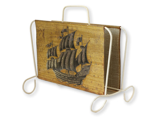 Midcentury Clipper Ship Magazine Holder