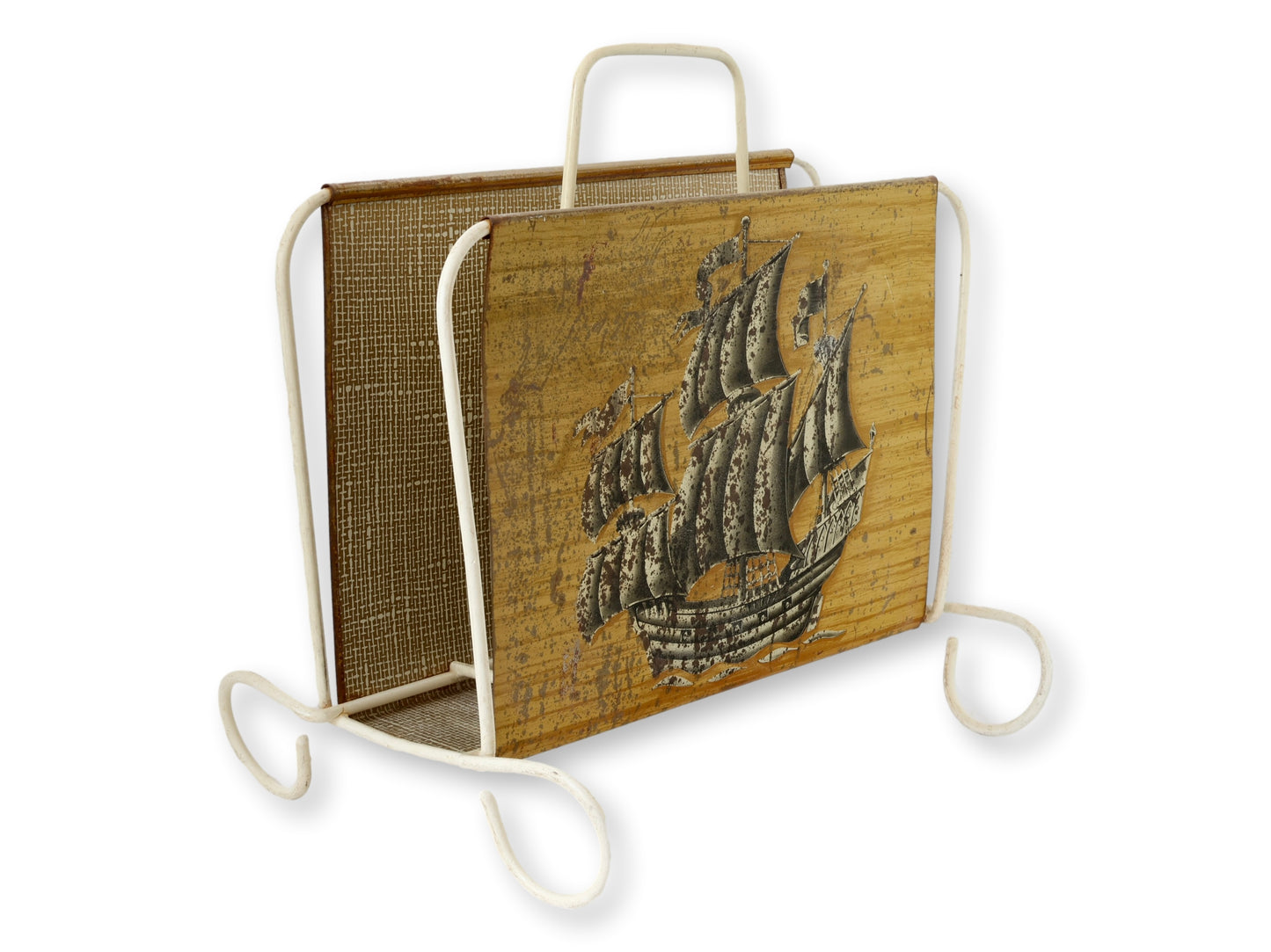 Midcentury Clipper Ship Magazine Holder