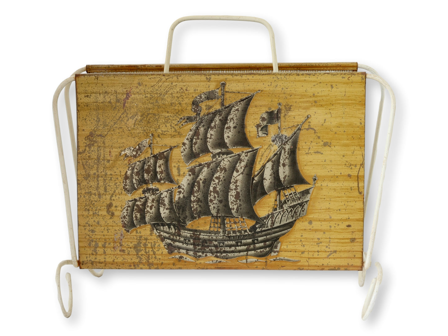 Midcentury Clipper Ship Magazine Holder