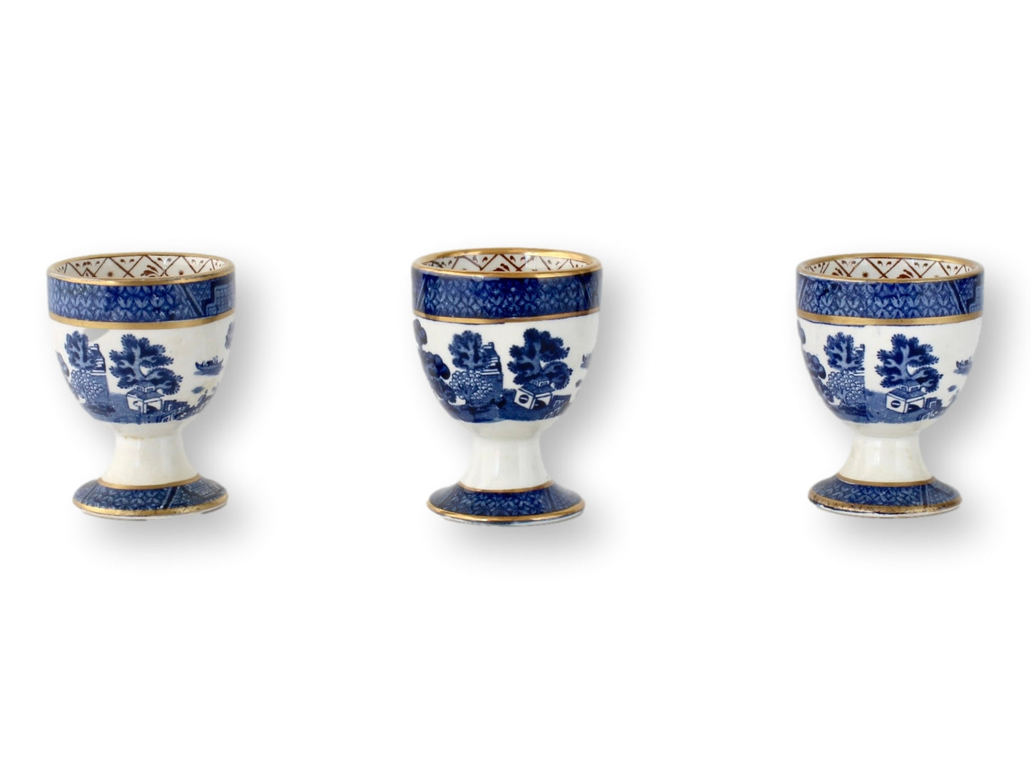 English Willow Pattern Egg Cups, S/3