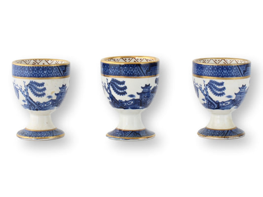 English Willow Pattern Egg Cups, S/3