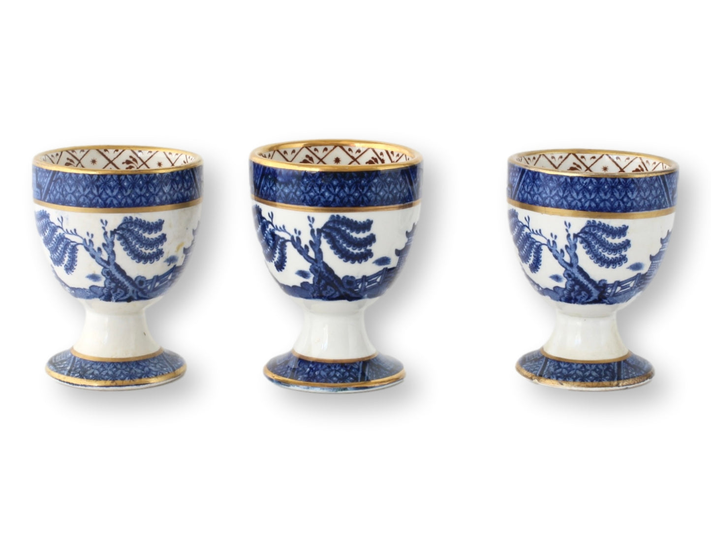 English Willow Pattern Egg Cups, S/3