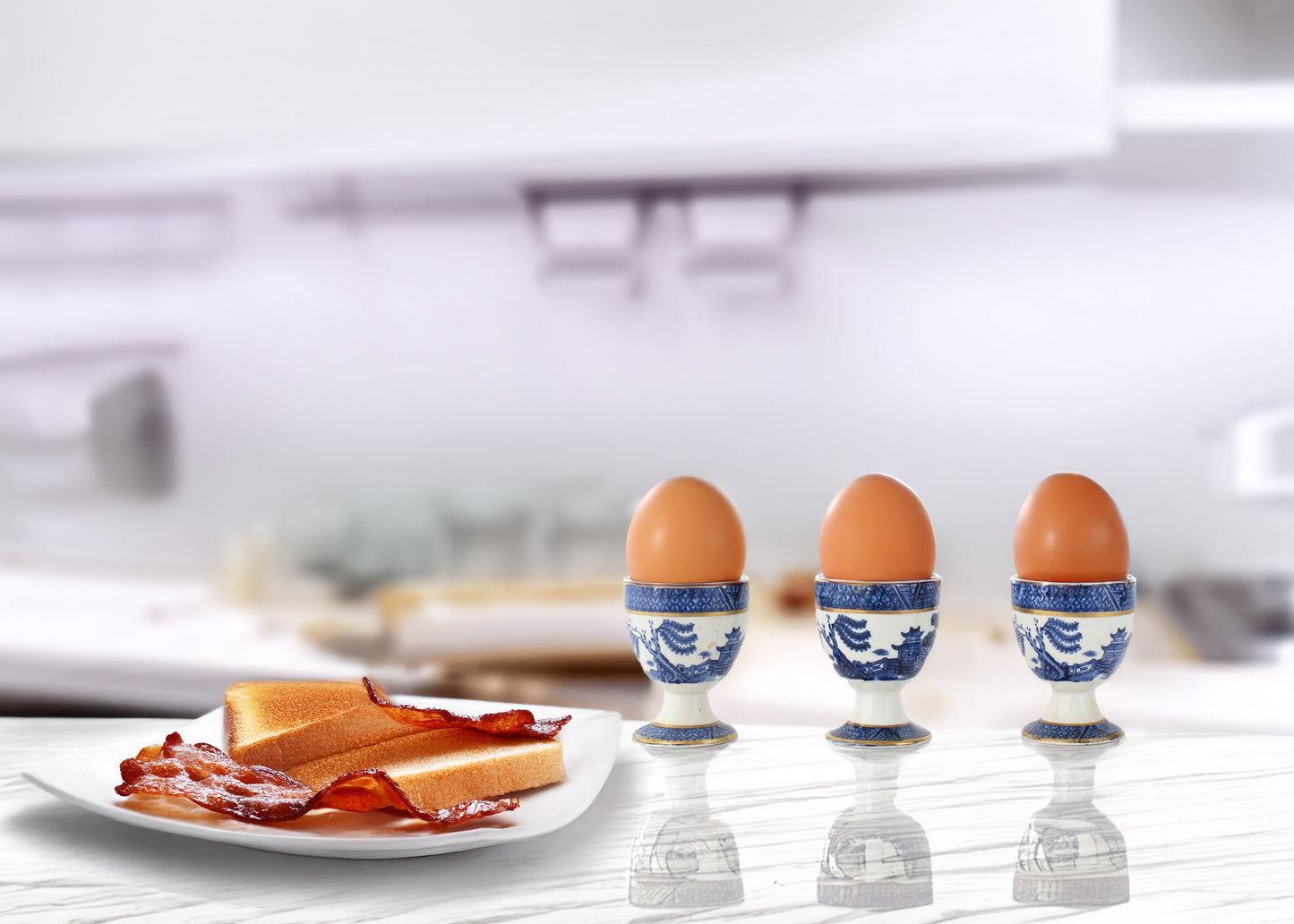 English Willow Pattern Egg Cups, S/3