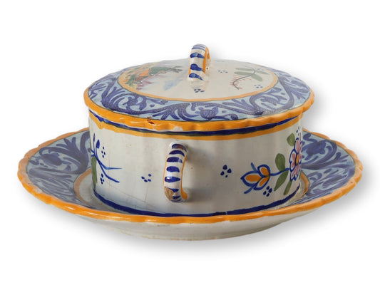 French Quimper Faience Butter Dish