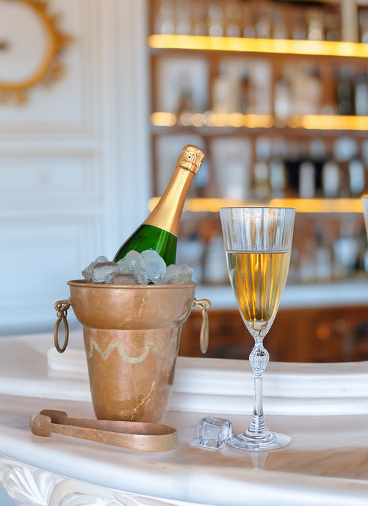 Vintage Hammered Copper Ice Bucket w/Tongs