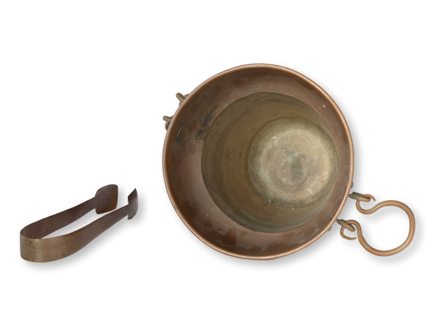 Vintage Hammered Copper Ice Bucket w/Tongs
