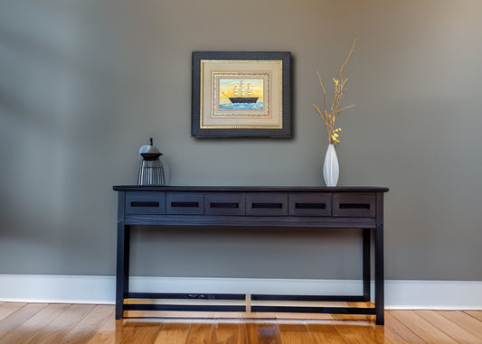 Vintage Folk Art Clipper Ship Watercolor