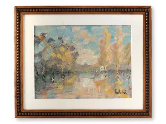 French Farmhouse Landscape Oil Painting