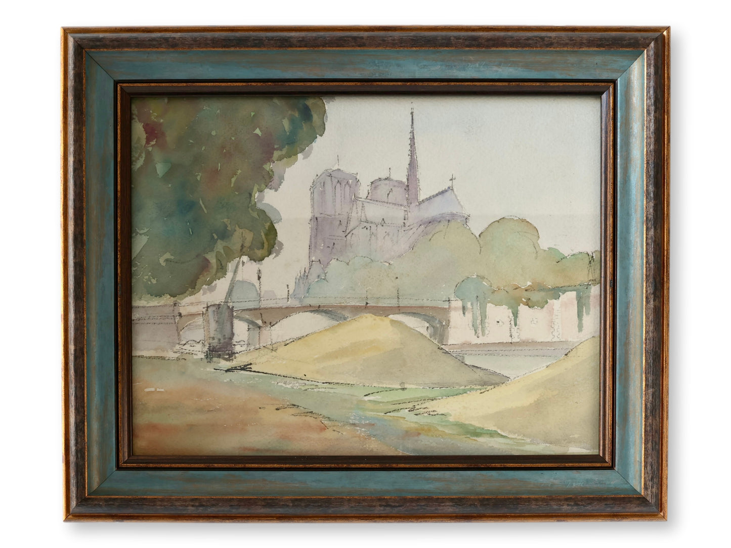 French Watercolor of Notre Dame, Paris