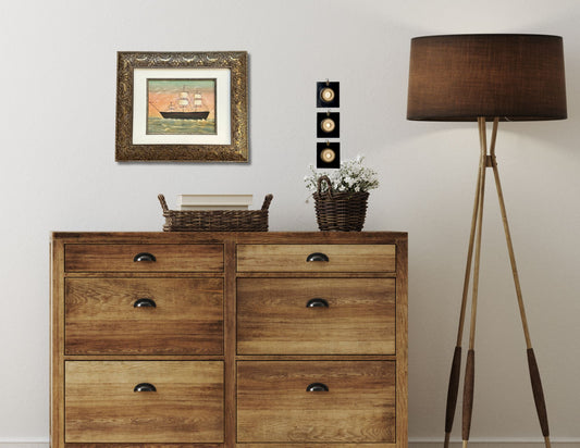 Vintage Folk Art Clipper Ship Watercolor