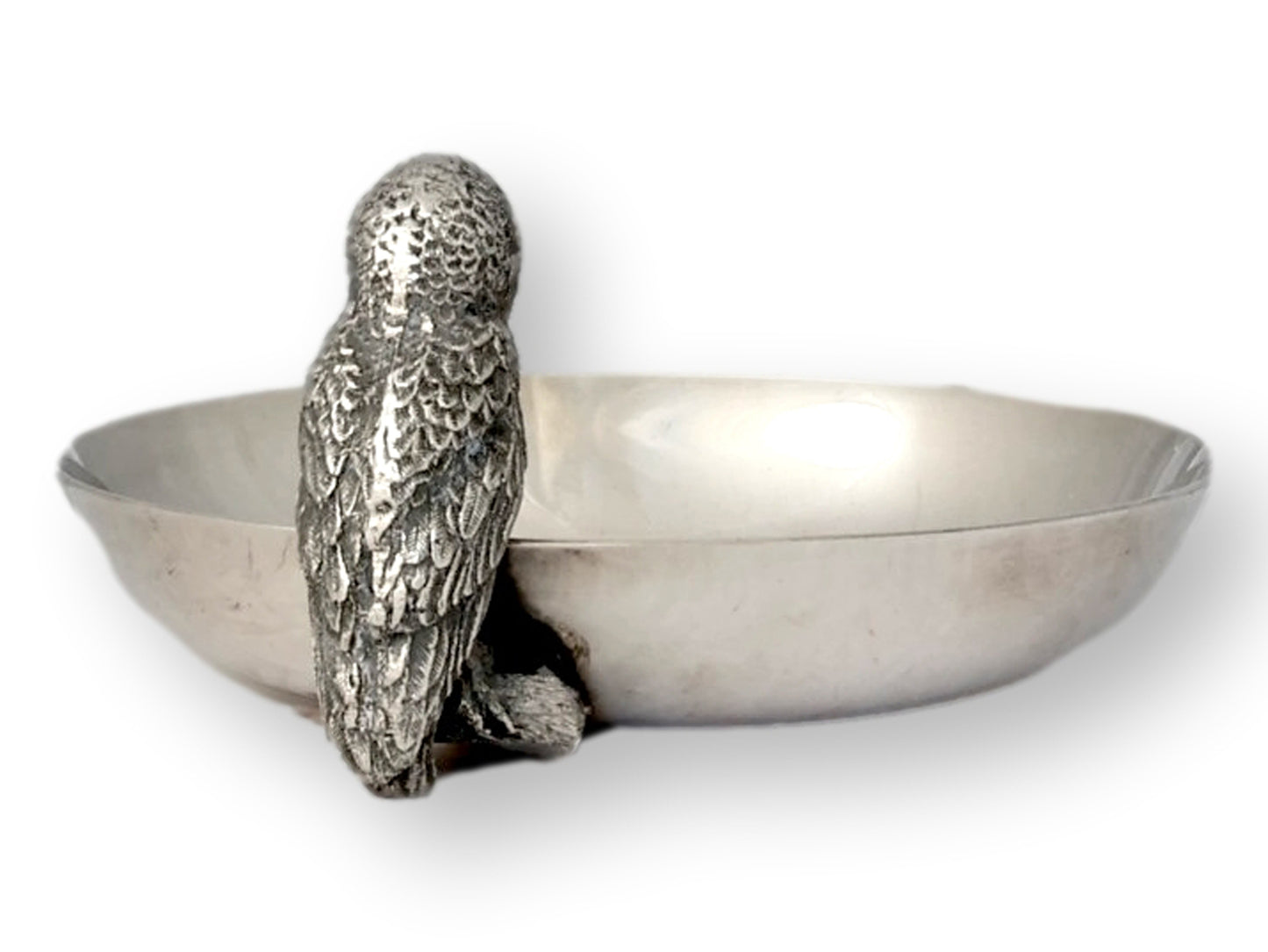 Vintage English Silver-Plate Owl Trinket / Coin Dish