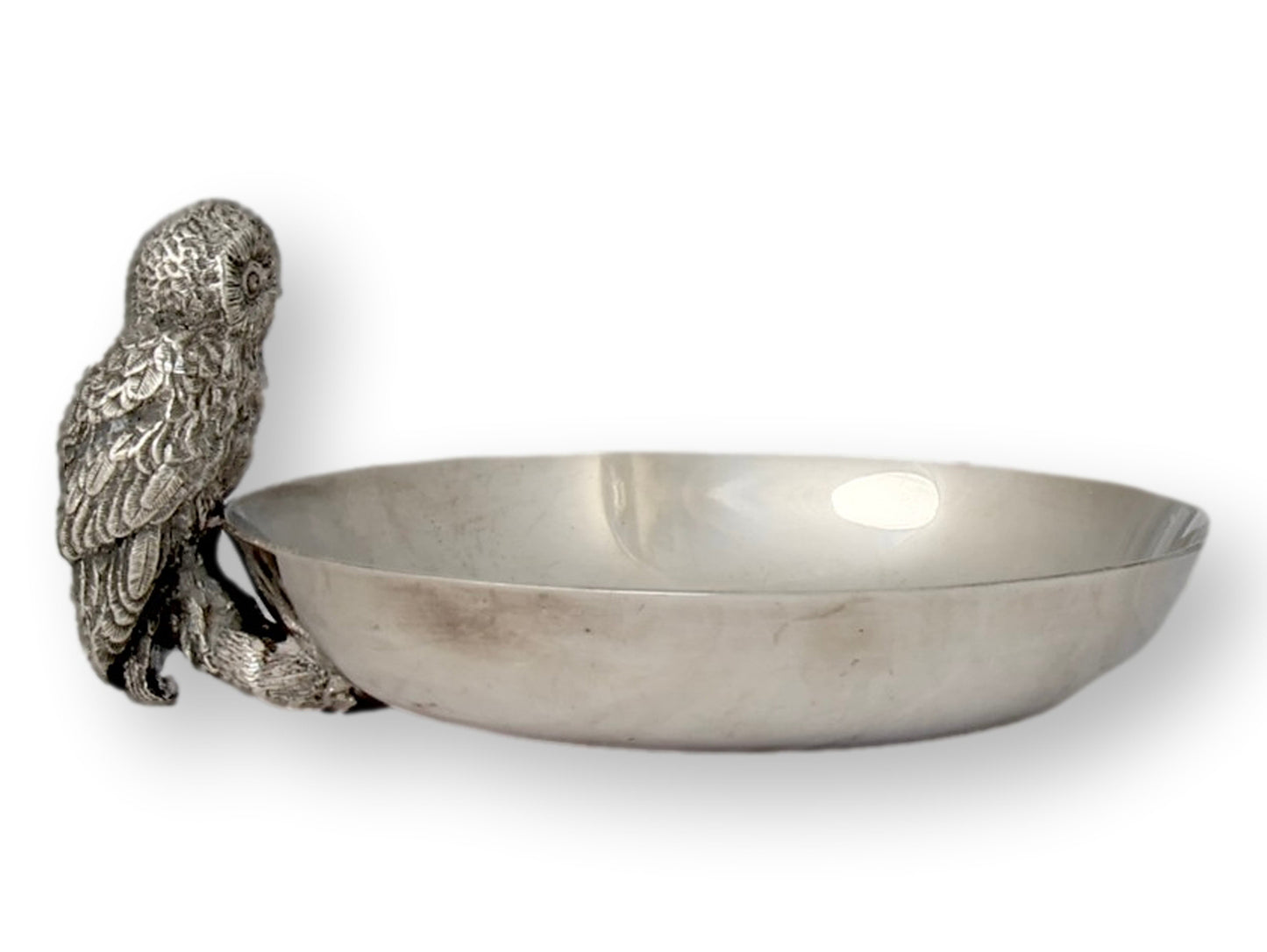 Vintage English Silver-Plate Owl Trinket / Coin Dish