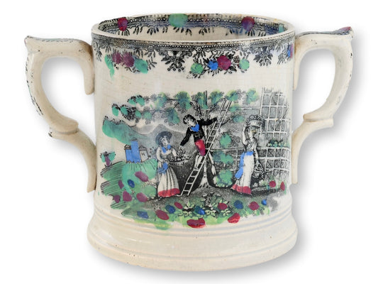 1840s English Staffordshire Transferware Frog Mug