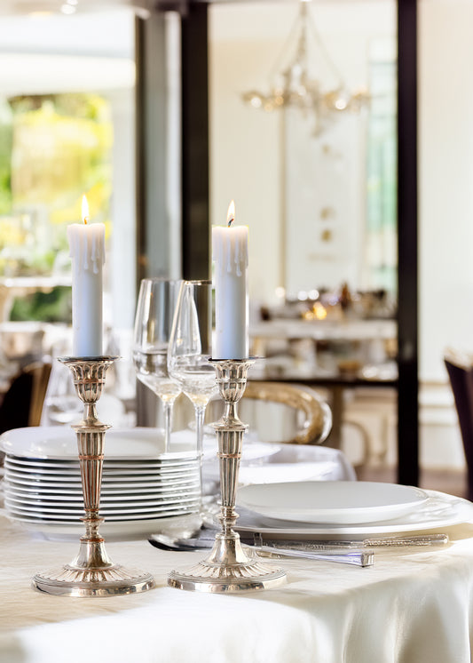 Georgian Silver-Plate Candlesticks, Pair