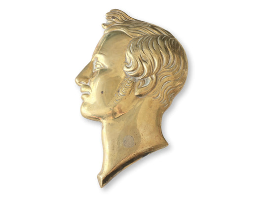 Antique Queen Victoria & Prince Albert English Brass Wall Plaques