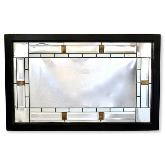1970s Framed Stained Glass Beveled Mirror