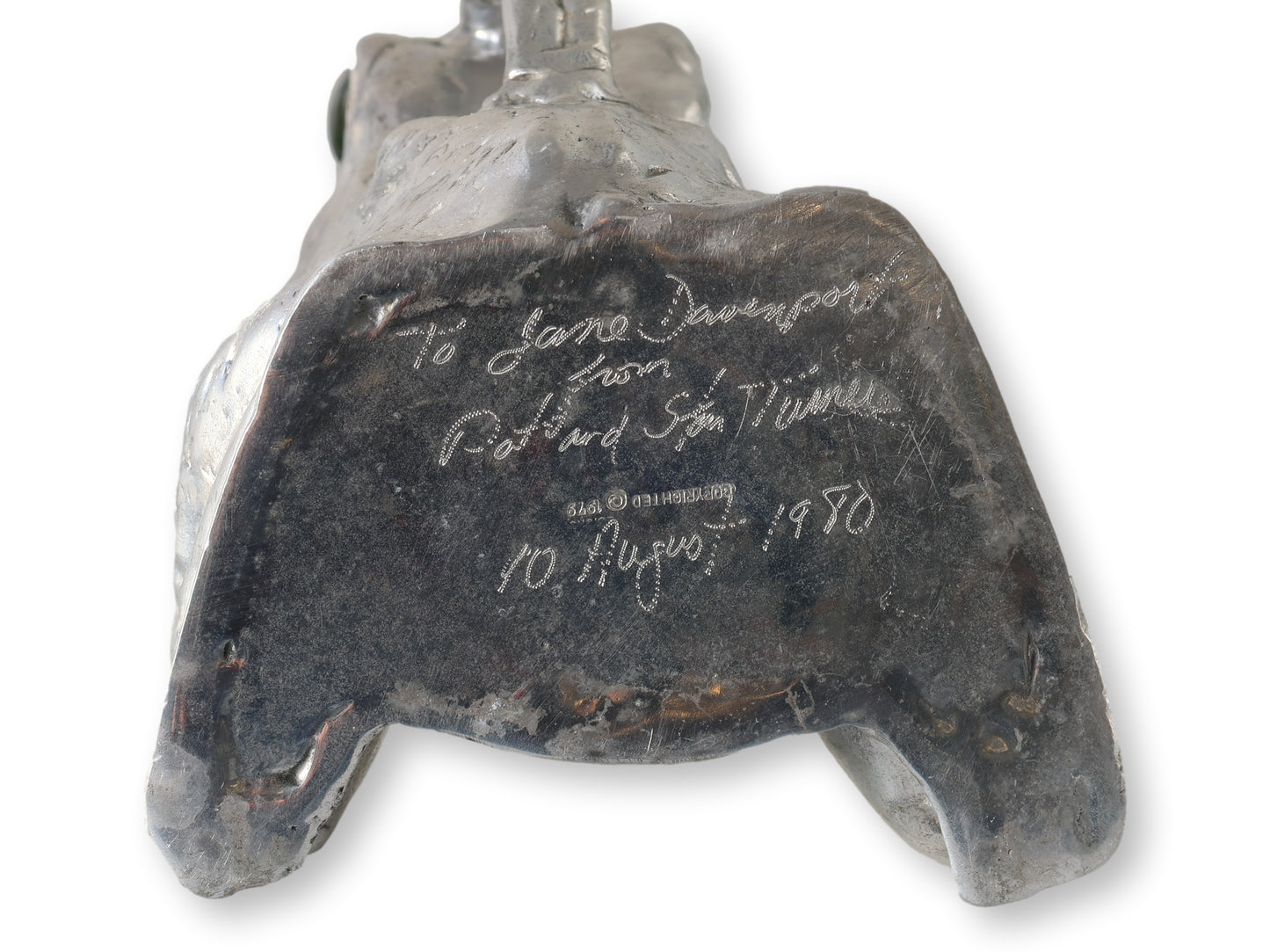 1970s Arthur Court Figural Frog Pitcher w/ Green Glass Eyes