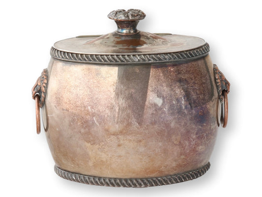 C.1820 Georgian Sheffield Silver-Plate Tea Caddy w/ Lion Knockers