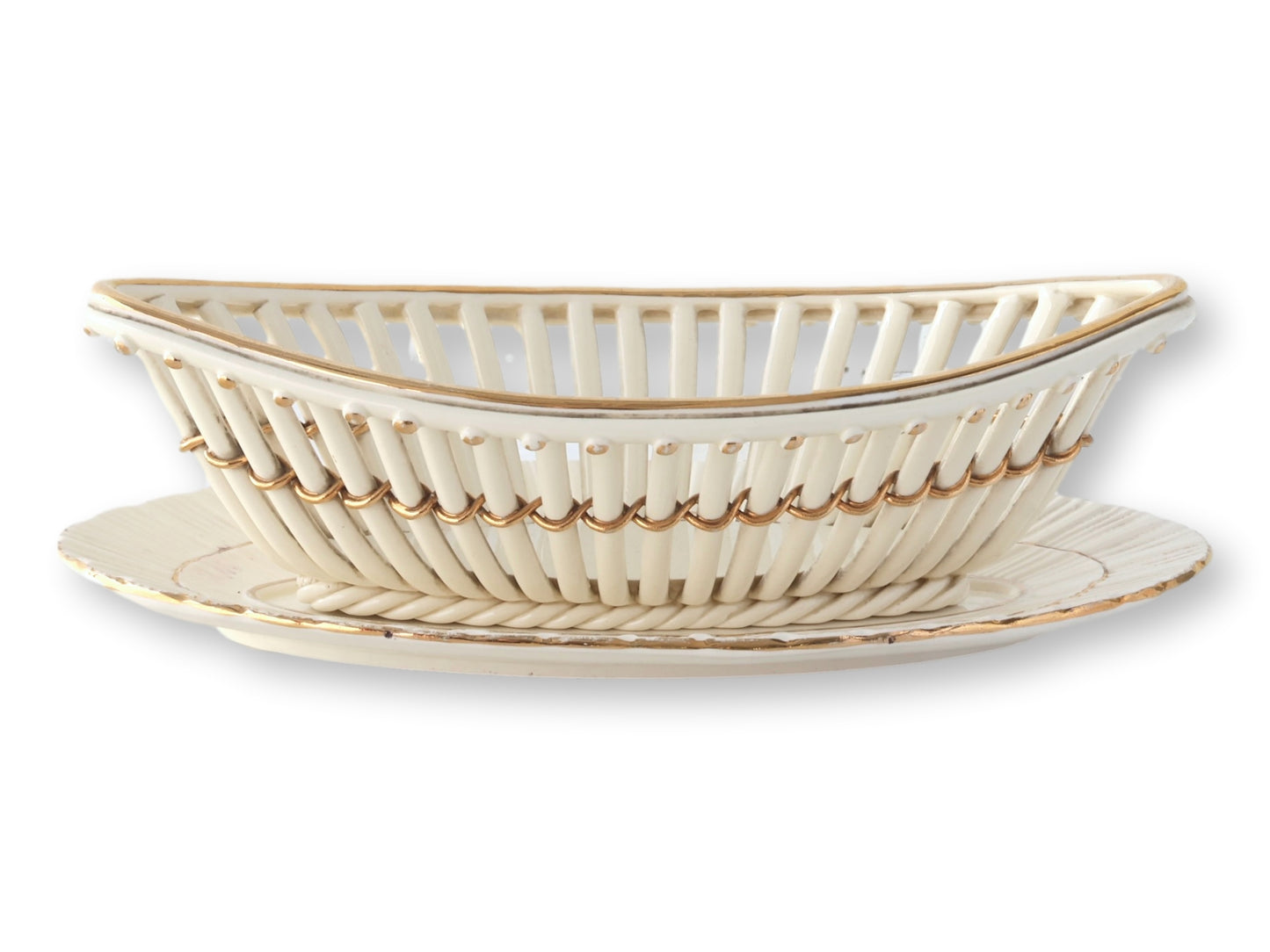 Vintage Creamware Basket & Tray