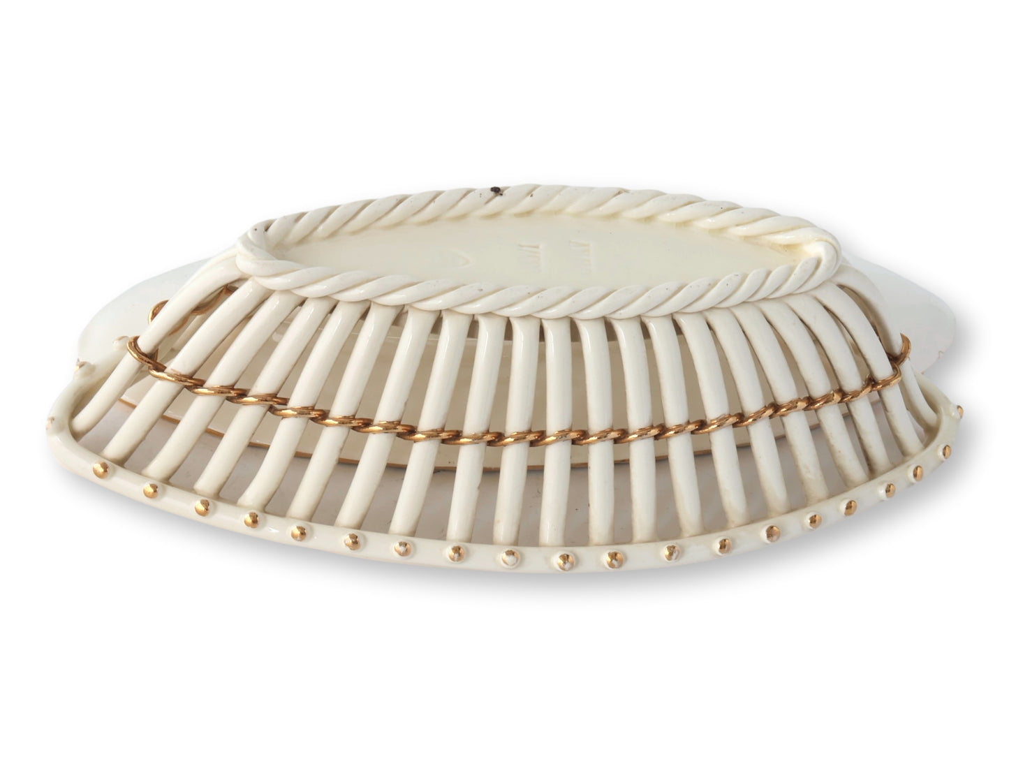 Vintage Creamware Basket & Tray