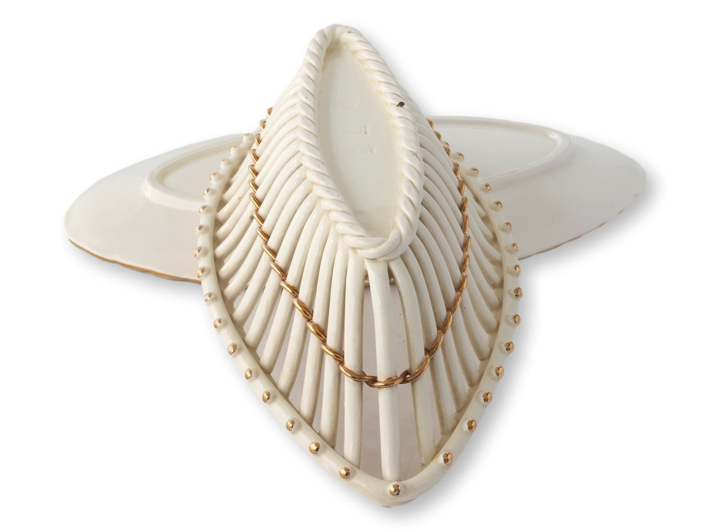 Vintage Creamware Basket & Tray