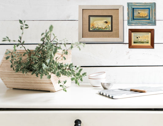 Vintage Folk Art Watercolor of a Sheep