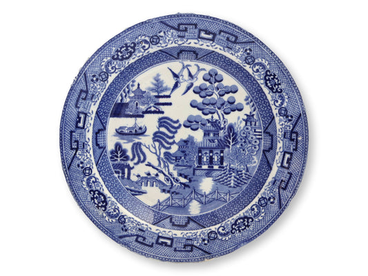 C. 1850s Staffordshire Willow Pattern 8.75" Plates, Set of 10
