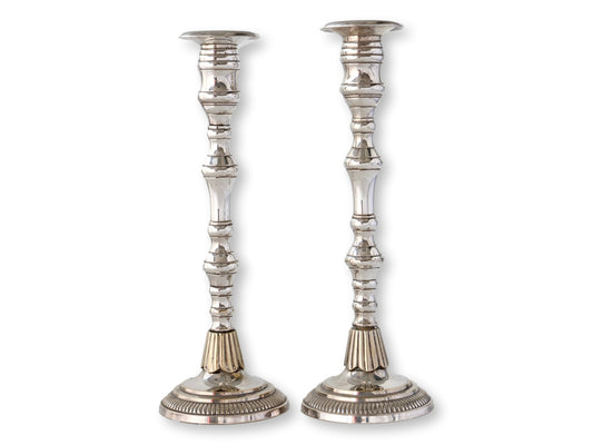 Antique 12" English Silver-Plate Candlesticks