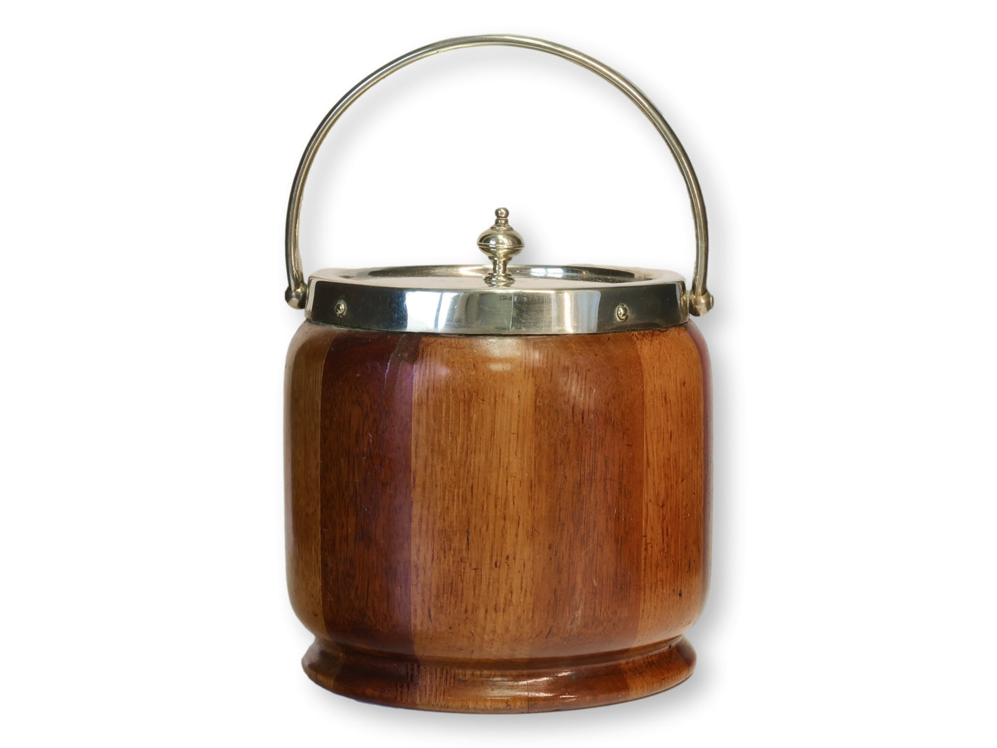English Art Deco Ice Bucket Made of SS Luciana Salvaged Wood